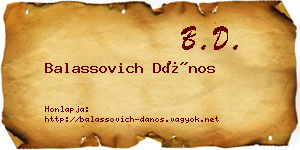 Balassovich Dános névjegykártya